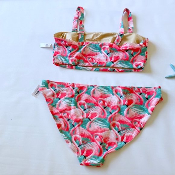 Old Navy | Bandeau Bikini 2-Piece Swim Set Flamingo Fun Pink New 3X Plus Size - Picture 9 of 14